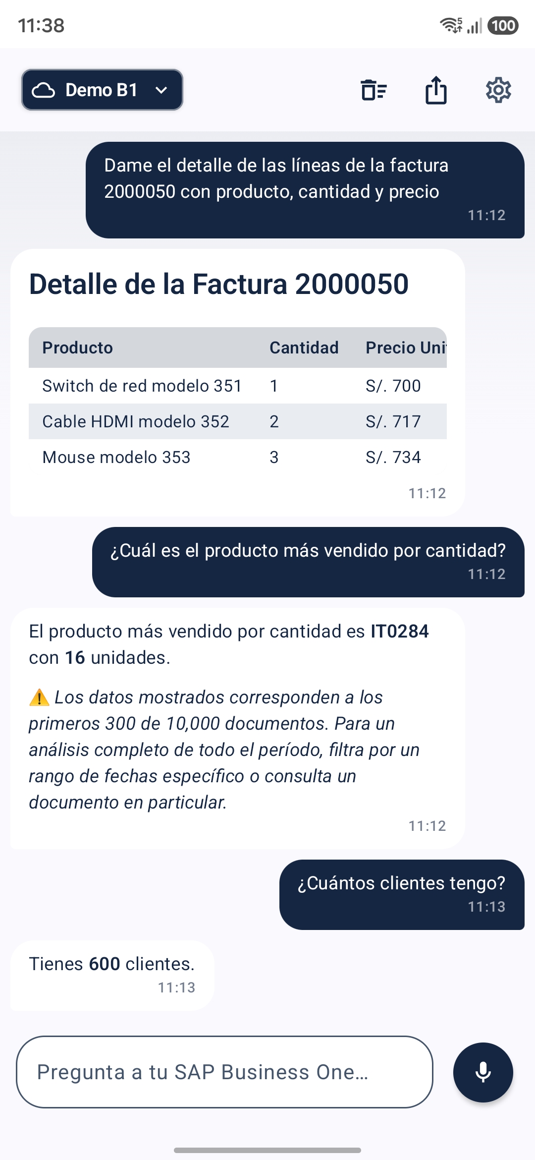 Aski sobre SAP Business One: detalle de líneas de factura