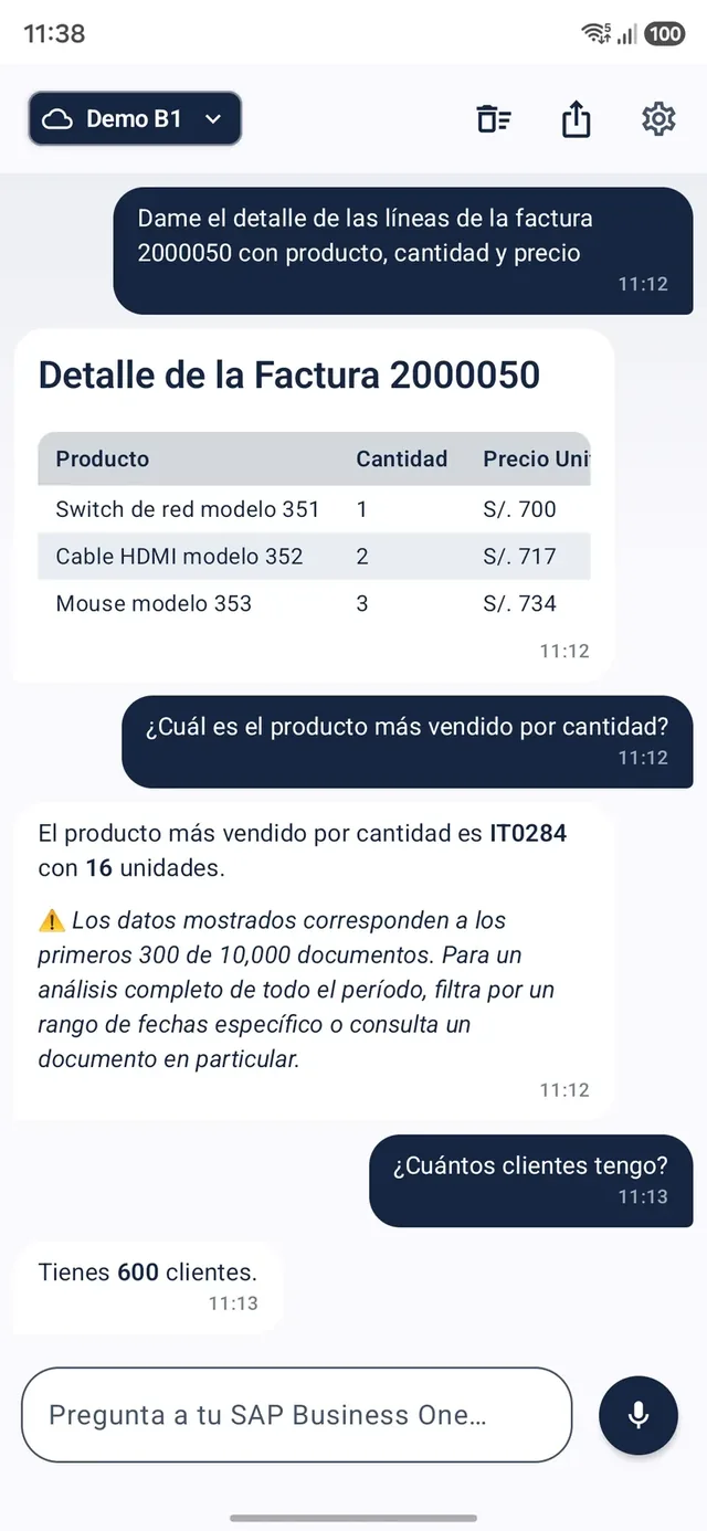 Aski sobre SAP Business One: detalle de líneas de factura