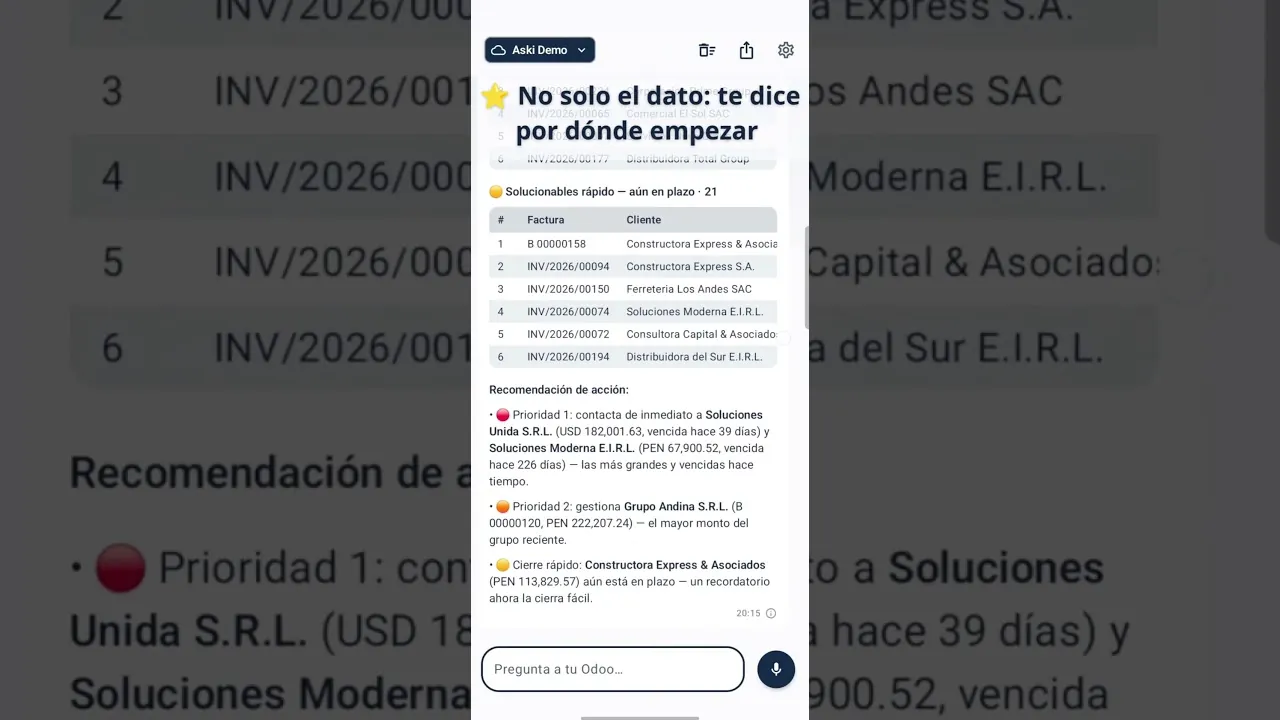 Demo en vivo de Aski sobre Odoo
